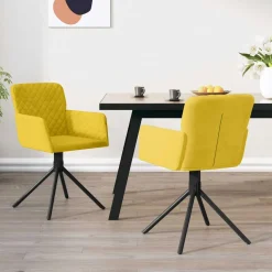 vidaXL Eetkamerstoelen draaibaar 2 st fluweel geel