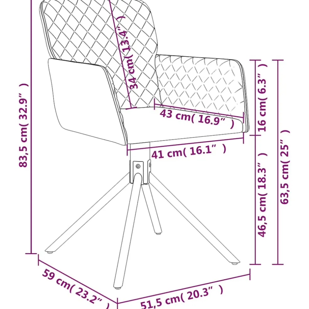 vidaXL Eetkamerstoelen draaibaar 2 st fluweel geel