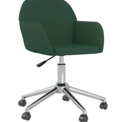 vidaXL Eetkamerstoelen draaibaar 2 st stof donkergroen