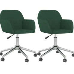vidaXL Eetkamerstoelen draaibaar 2 st stof donkergroen