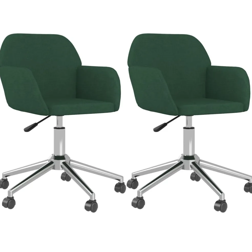 vidaXL Eetkamerstoelen draaibaar 2 st stof donkergroen