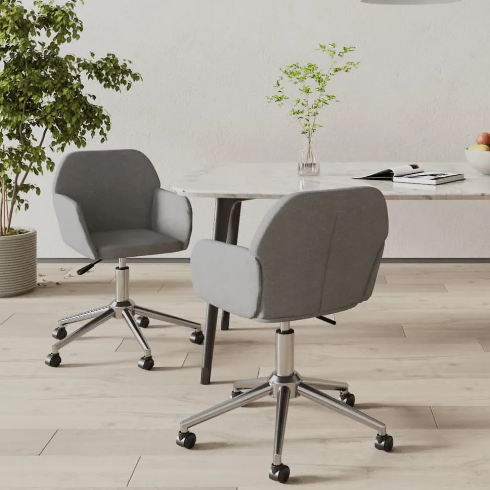 vidaXL Eetkamerstoelen draaibaar 2 st stof lichtgrijs
