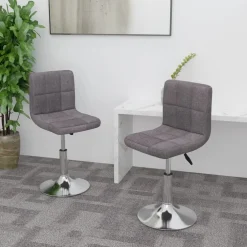 vidaXL Eetkamerstoelen draaibaar 2 st stof taupe