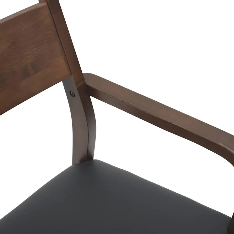 vidaXL Eetkamerstoelen met kussens 2 st massief hout rubber bruin