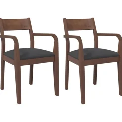 vidaXL Eetkamerstoelen met kussens 2 st massief hout rubber bruin