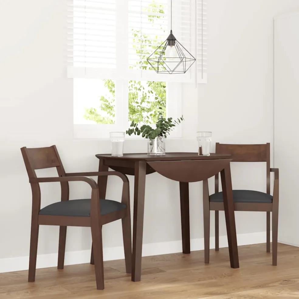 vidaXL Eetkamerstoelen met kussens 2 st massief hout rubber bruin