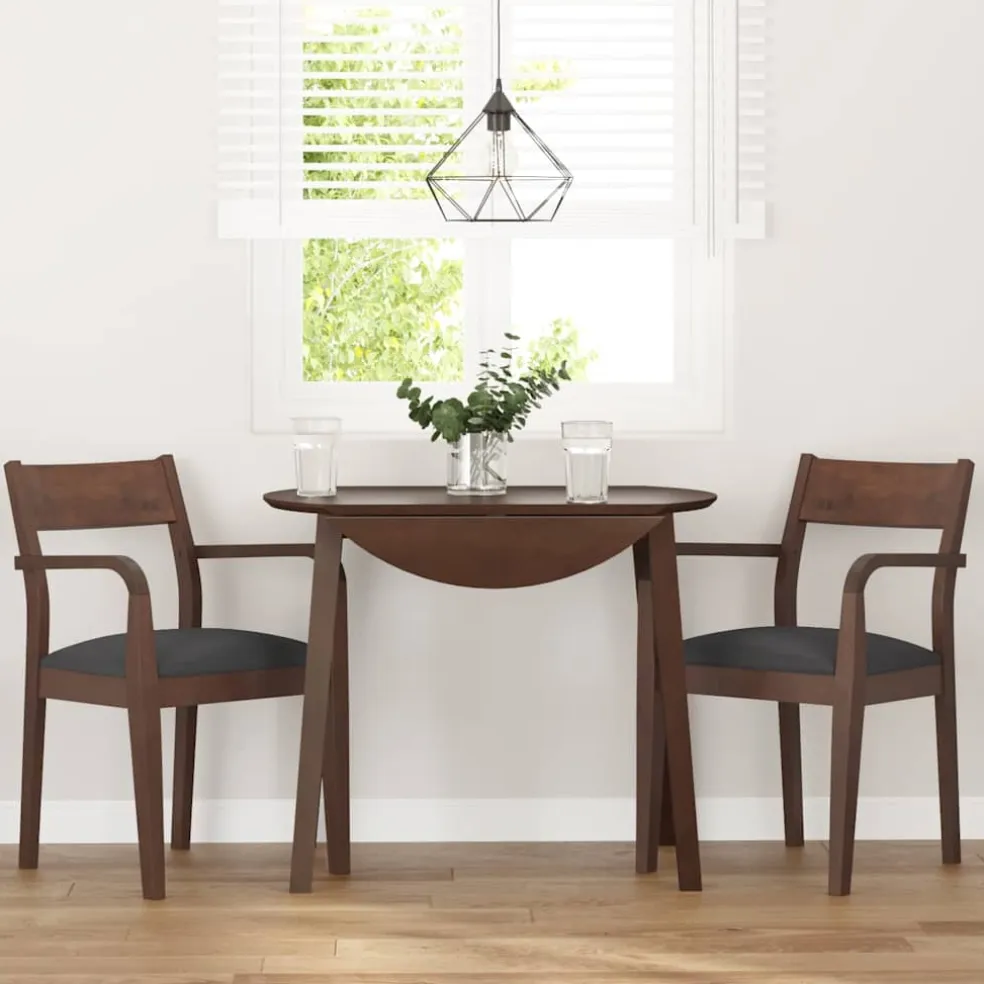 vidaXL Eetkamerstoelen met kussens 2 st massief hout rubber bruin