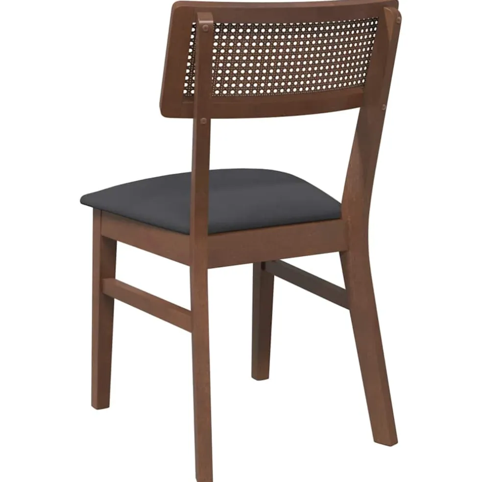 vidaXL Eetkamerstoelen met kussens 2 st massief hout rubber bruin