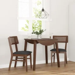 vidaXL Eetkamerstoelen met kussens 2 st massief hout rubber bruin