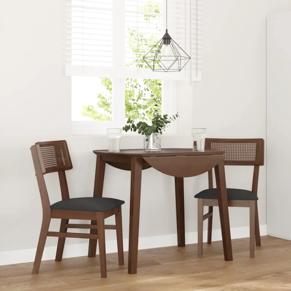 vidaXL Eetkamerstoelen met kussens 2 st massief hout rubber bruin