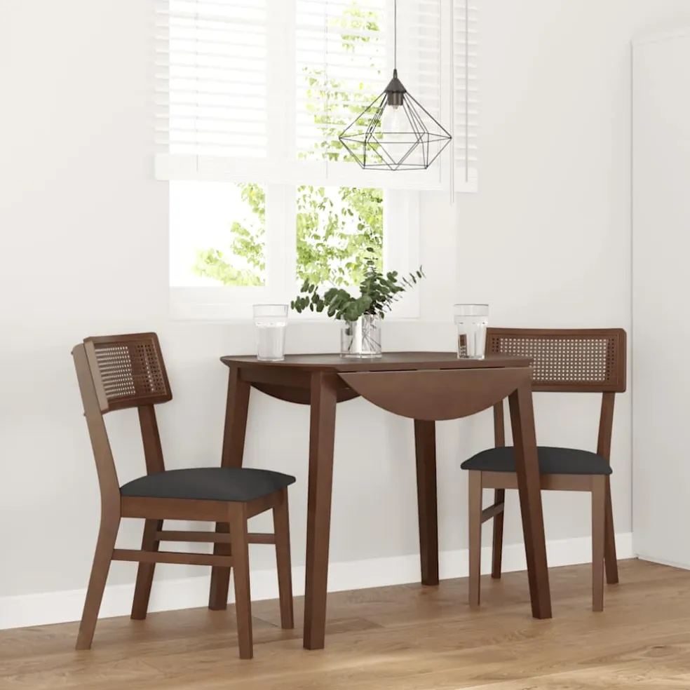 vidaXL Eetkamerstoelen met kussens 2 st massief hout rubber bruin