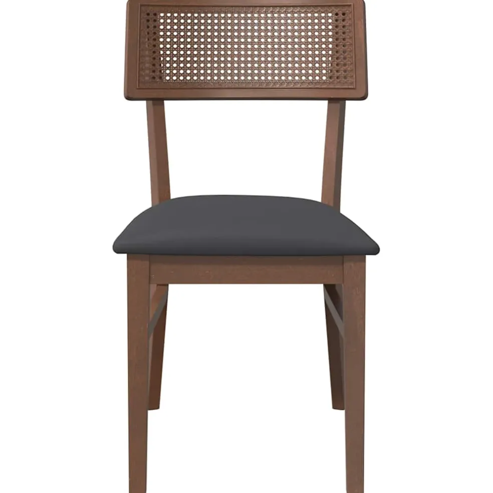 vidaXL Eetkamerstoelen met kussens 2 st massief hout rubber bruin