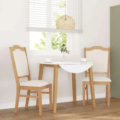vidaXL Eetkamerstoelen met kussens 2 stuks massief hout rubber