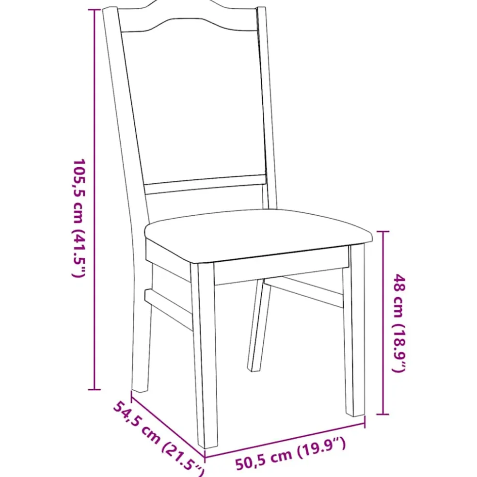 vidaXL Eetkamerstoelen met kussens 2 stuks massief hout rubber