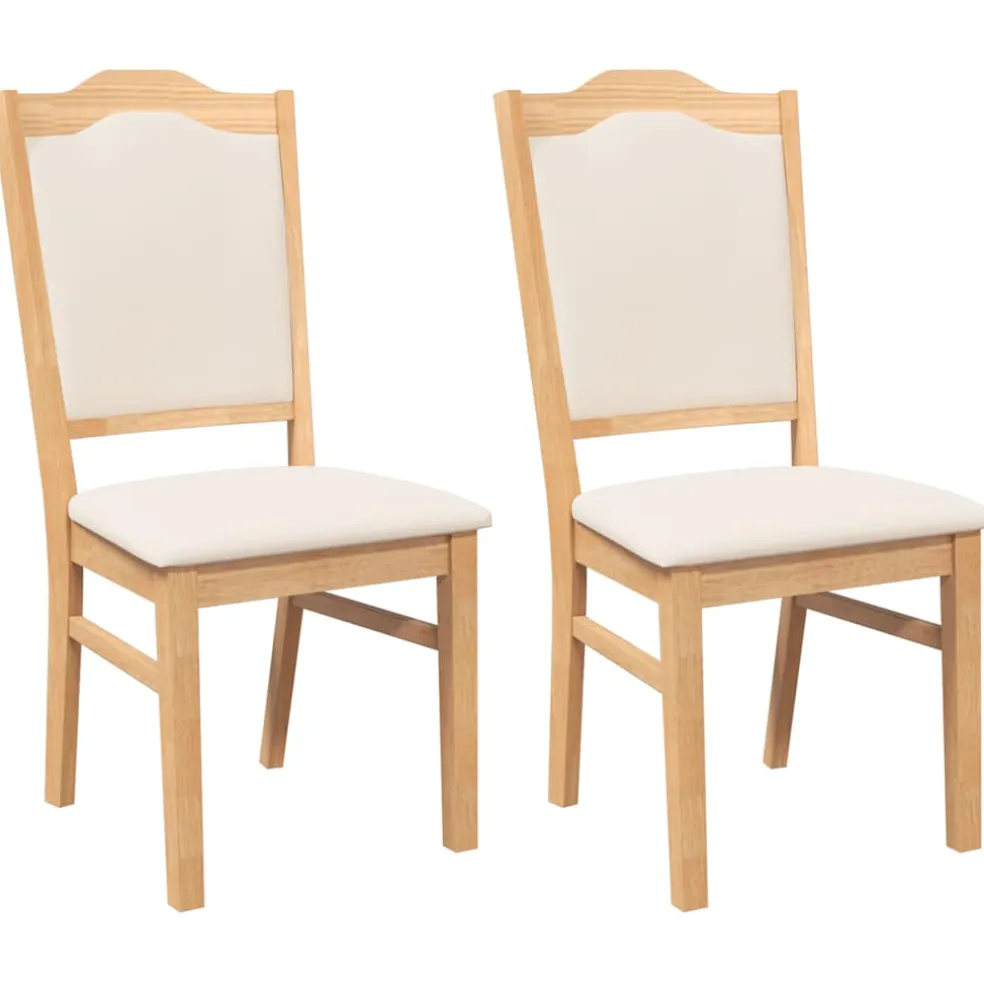 vidaXL Eetkamerstoelen met kussens 2 stuks massief hout rubber