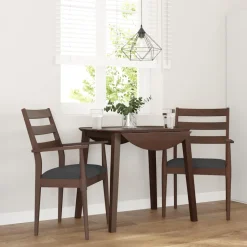 vidaXL Eetkamerstoelen met kussens 2 stuks bruin massief hout rubber