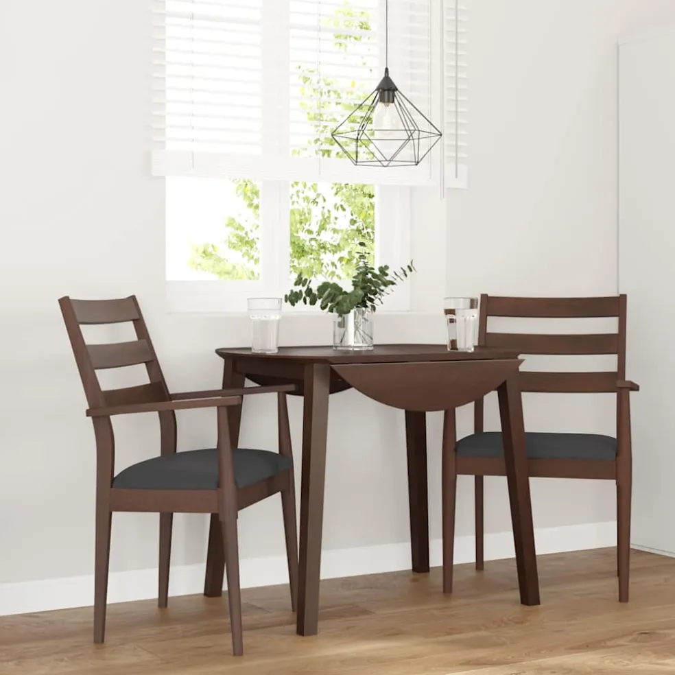 vidaXL Eetkamerstoelen met kussens 2 stuks bruin massief hout rubber