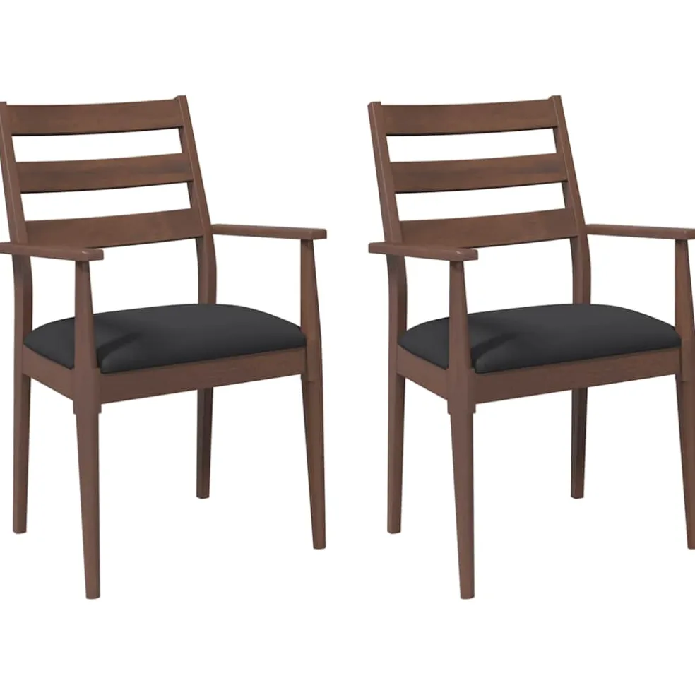 vidaXL Eetkamerstoelen met kussens 2 stuks bruin massief hout rubber