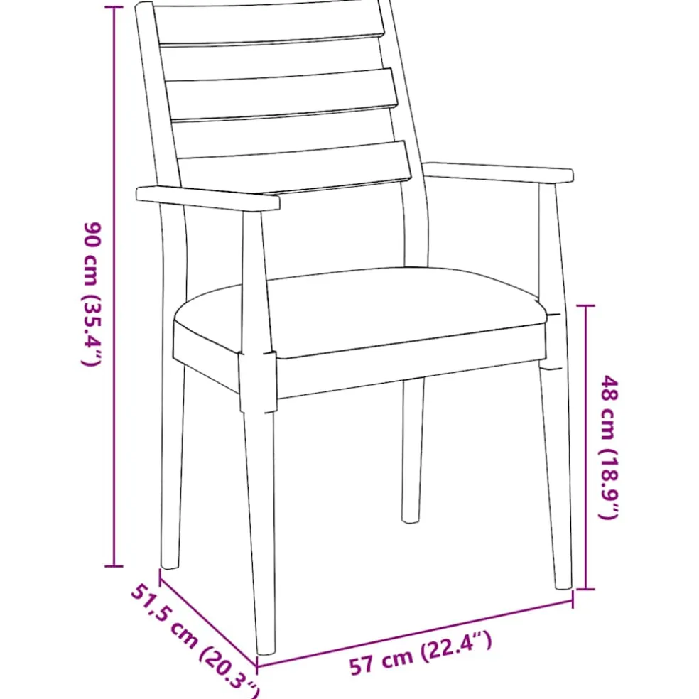 vidaXL Eetkamerstoelen met kussens 2 stuks bruin massief hout rubber