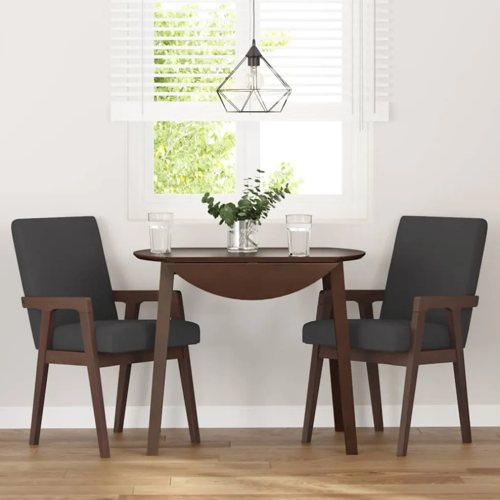 vidaXL Eetkamerstoelen met kussens 2 st massief hout rubber wit