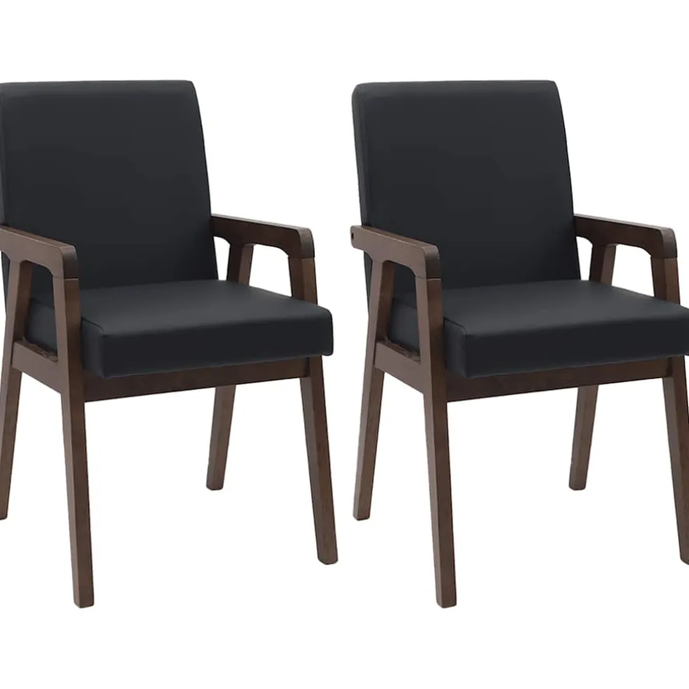 vidaXL Eetkamerstoelen met kussens 2 st massief hout rubber wit