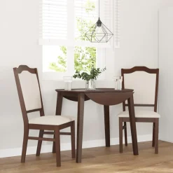 vidaXL Eetkamerstoelen met kussens 2 stuks bruin massief hout rubber