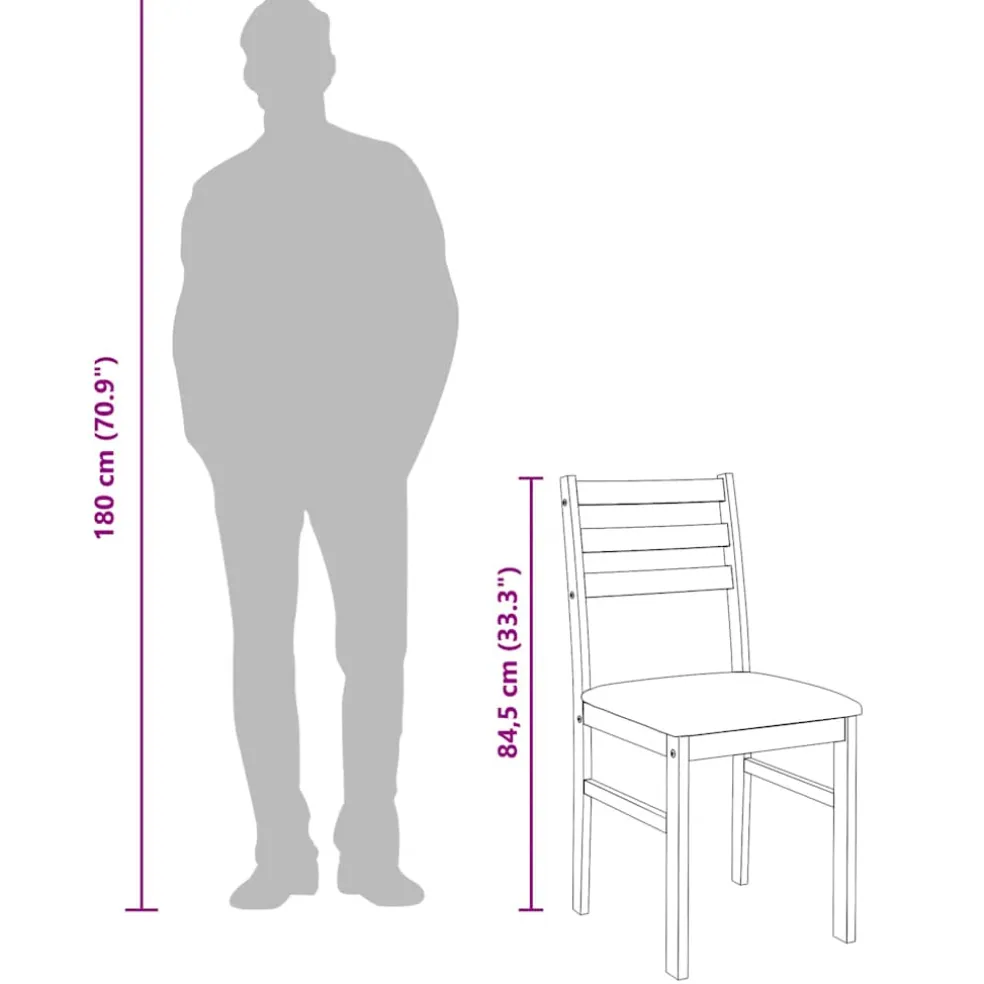 vidaXL Eetkamerstoelen met kussens 2 st massief hout rubber bruin