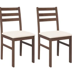 vidaXL Eetkamerstoelen met kussens 2 st massief hout rubber bruin