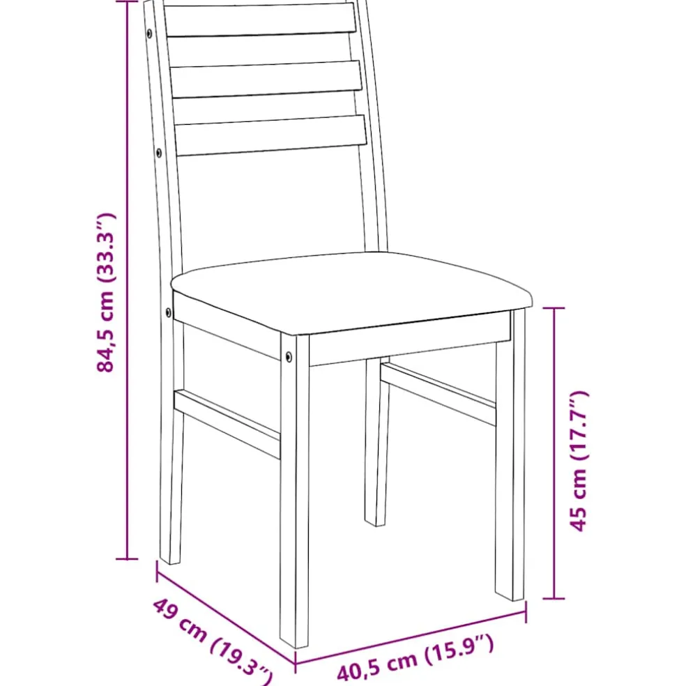 vidaXL Eetkamerstoelen met kussens 2 st massief hout rubber bruin