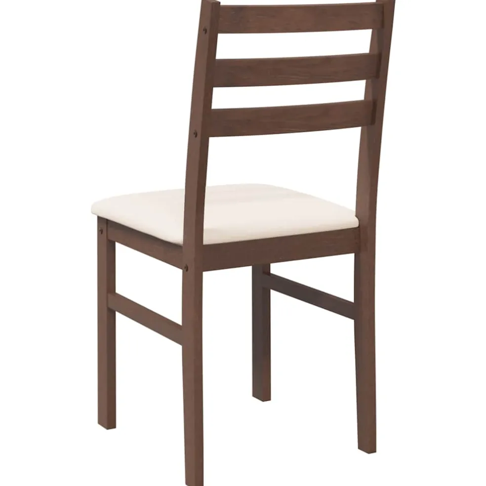 vidaXL Eetkamerstoelen met kussens 2 st massief hout rubber bruin