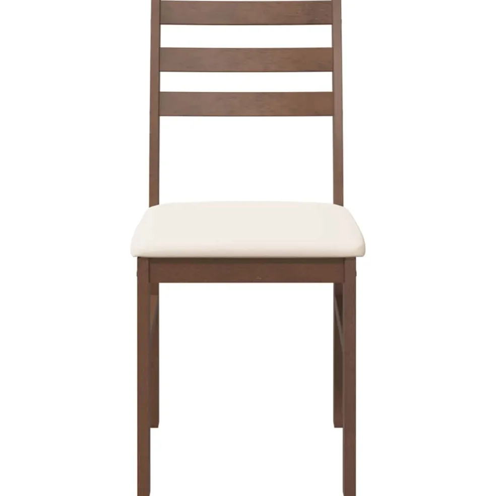 vidaXL Eetkamerstoelen met kussens 2 st massief hout rubber bruin