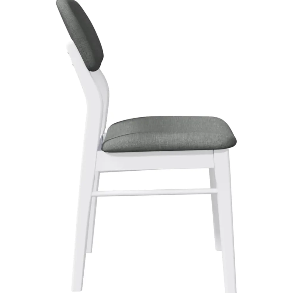 vidaXL Eetkamerstoelen met kussens 2 st massief hout rubber wit
