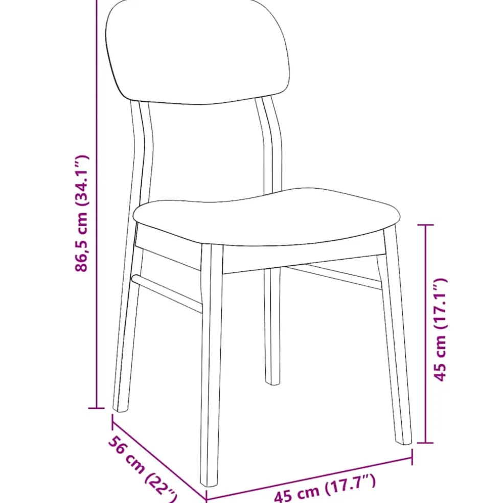 vidaXL Eetkamerstoelen met kussens 2 st massief hout rubber wit