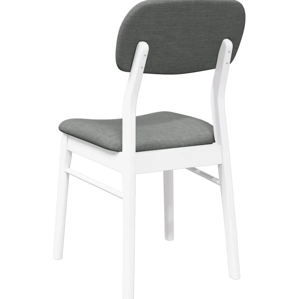 vidaXL Eetkamerstoelen met kussens 2 st massief hout rubber wit