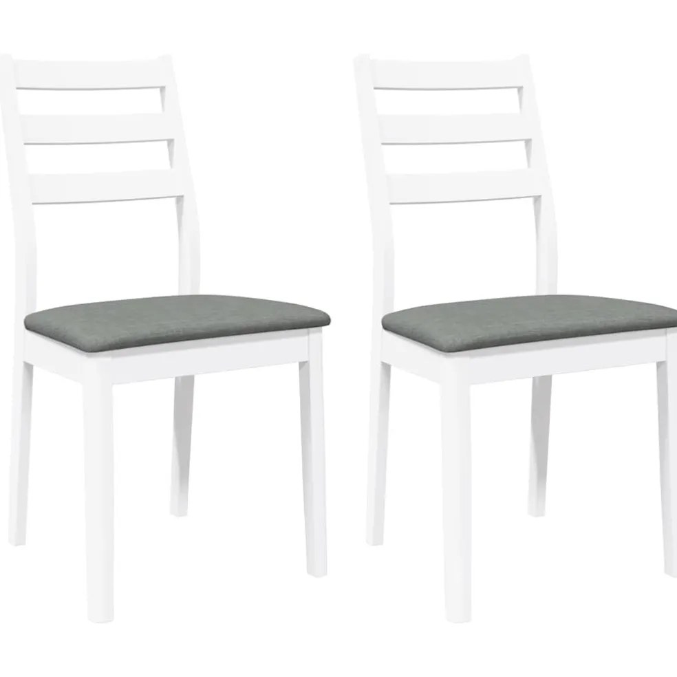 vidaXL Eetkamerstoelen met kussens 2 st massief hout rubber wit