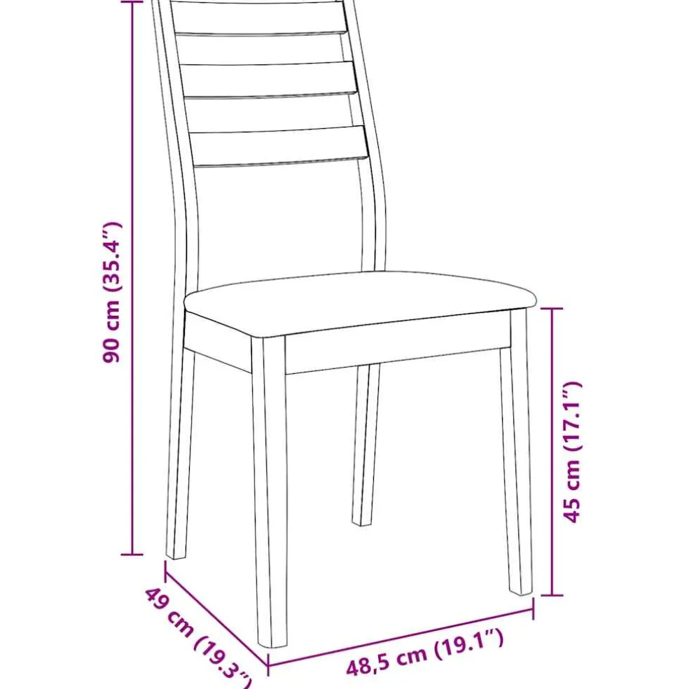 vidaXL Eetkamerstoelen met kussens 2 st massief hout rubber wit
