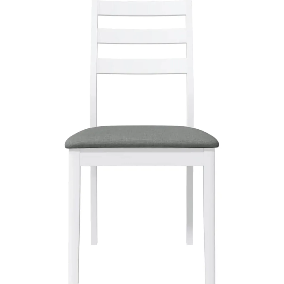 vidaXL Eetkamerstoelen met kussens 2 st massief hout rubber wit