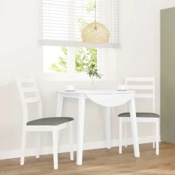 vidaXL Eetkamerstoelen met kussens 2 st massief hout rubber wit