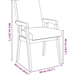 vidaXL Eetkamerstoelen met kussens 2 stuks bruin massief hout rubber
