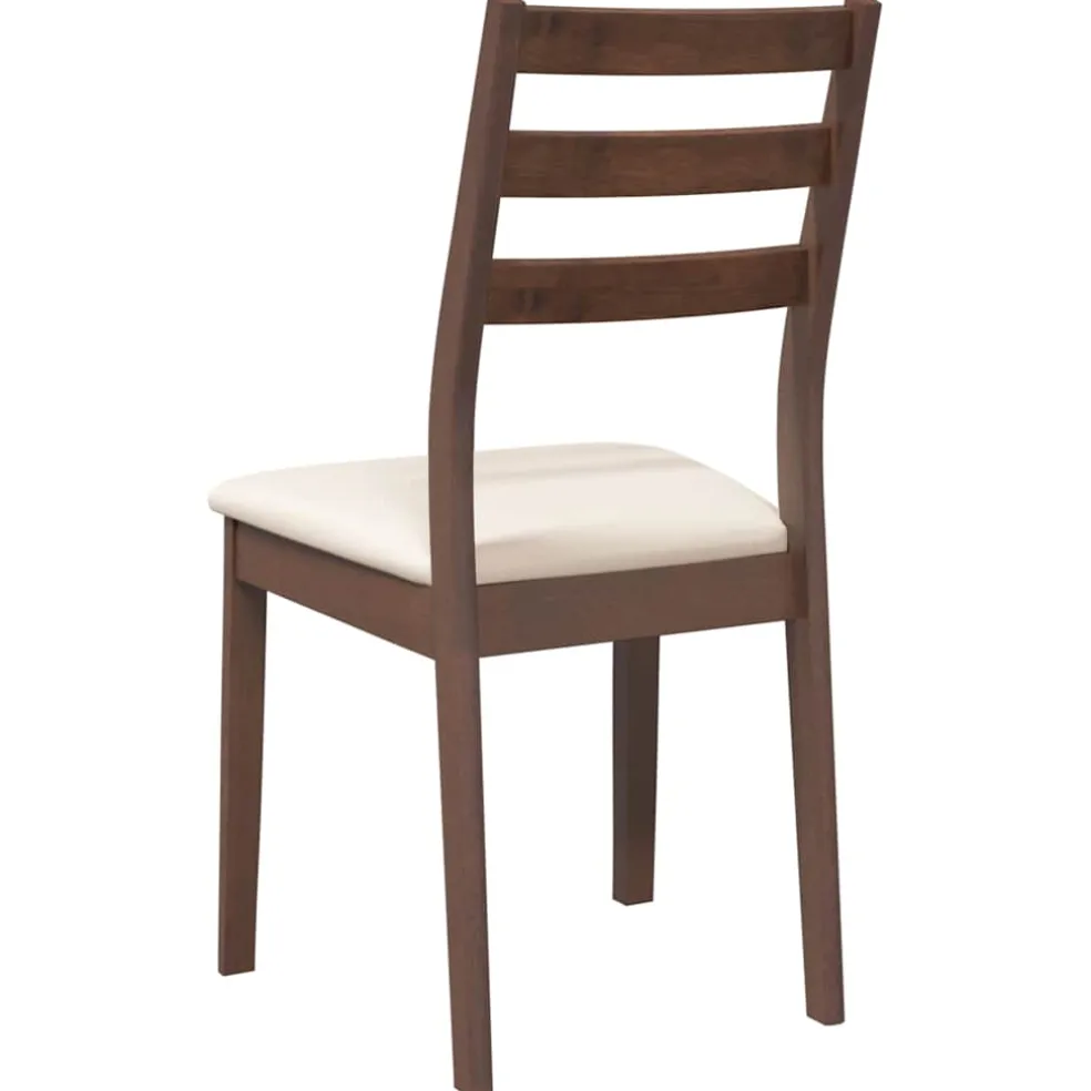 vidaXL Eetkamerstoelen met kussens 2 st massief hout rubber bruin