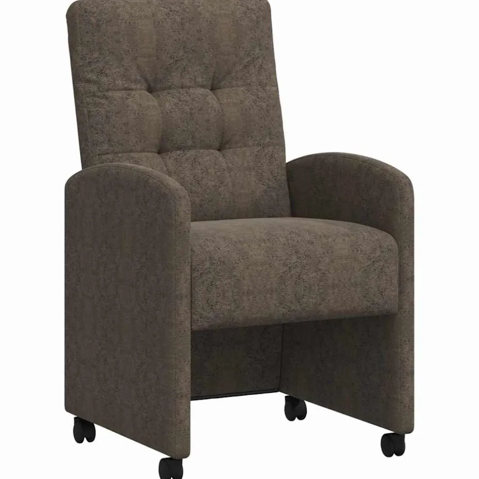 vidaXL Eetkamerstoelen met Wieltjes 2 st Faux suede leer Donkergrijs