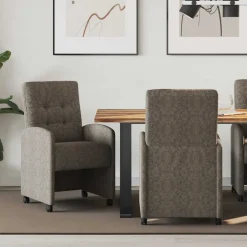 vidaXL Eetkamerstoelen met Wieltjes 2 st Faux suede leer Donkergrijs
