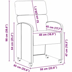 vidaXL Eetkamerstoelen met Wieltjes 2 st Fluweel Donkergrijs
