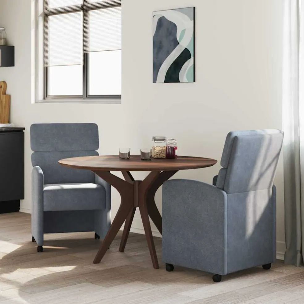 vidaXL Eetkamerstoelen met Wieltjes 2 st Fluweel Donkergrijs