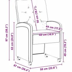 vidaXL Eetkamerstoelen met Wieltjes 2 st Kunstleer Bruin