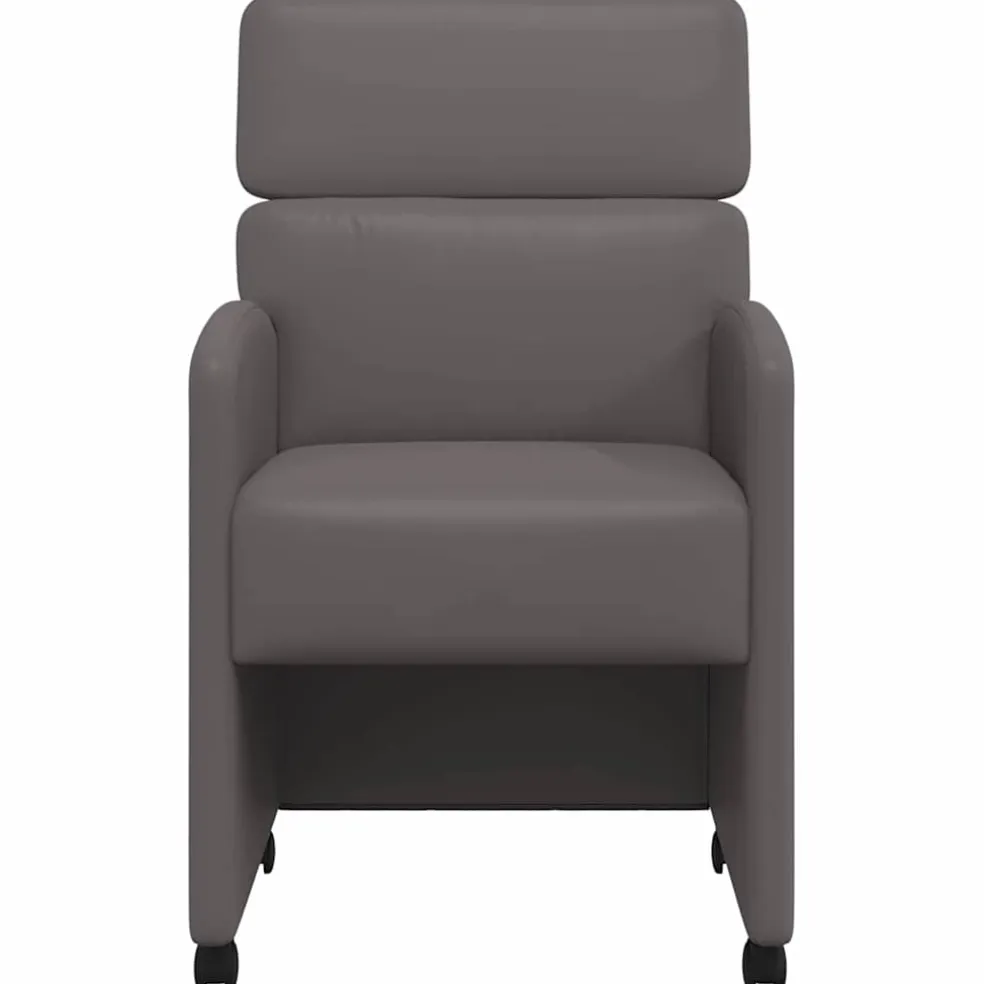vidaXL Eetkamerstoelen met Wieltjes 2 st Kunstleer Grijs