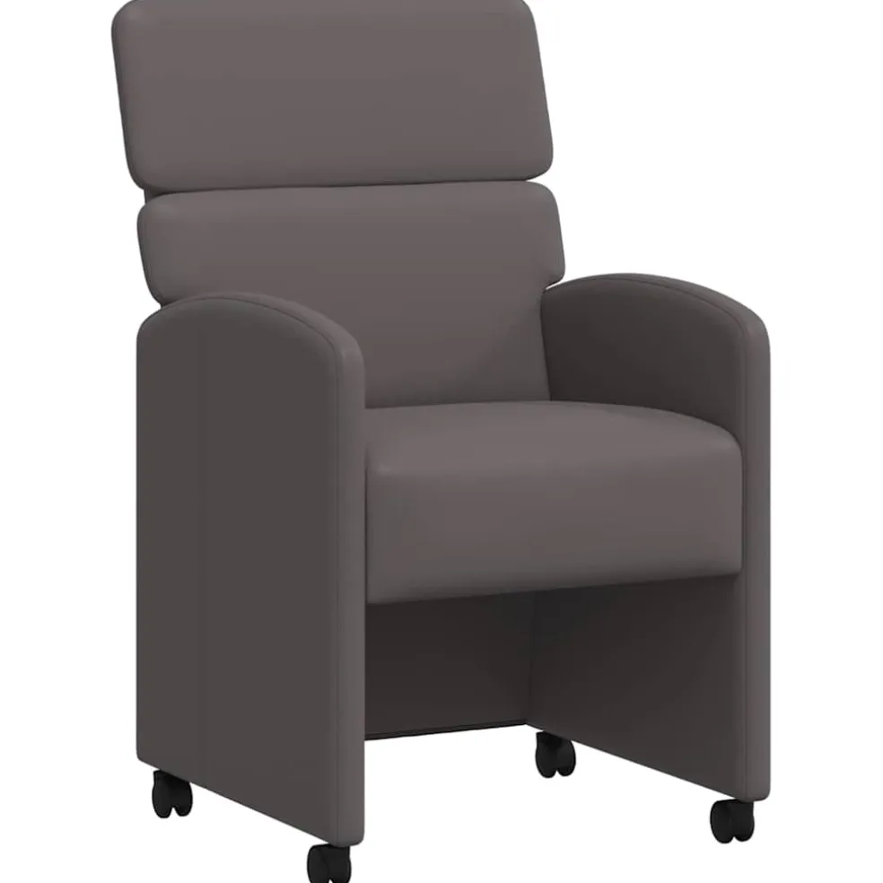 vidaXL Eetkamerstoelen met Wieltjes 2 st Kunstleer Grijs