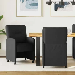 vidaXL Eetkamerstoelen met Wieltjes 2 st Stof Zwart 57 x 67 x 95 cm