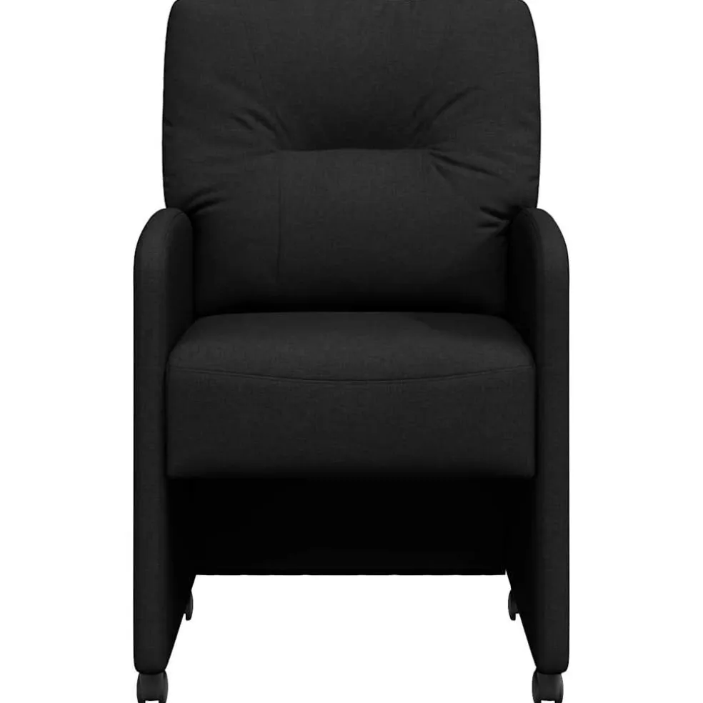 vidaXL Eetkamerstoelen met Wieltjes 2 st Stof Zwart 57 x 67 x 95 cm
