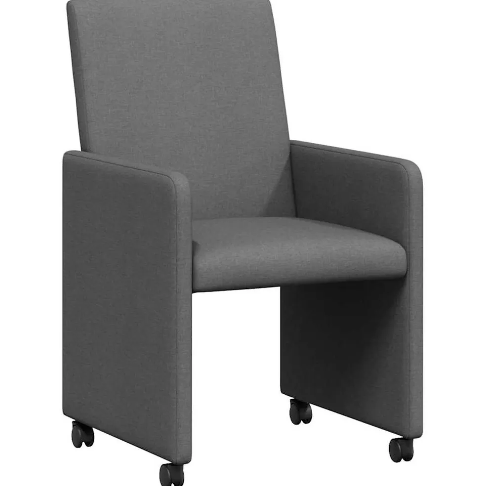 vidaXL Eetkamerstoelen met Wieltjes 2 st Stof Donkergrijs